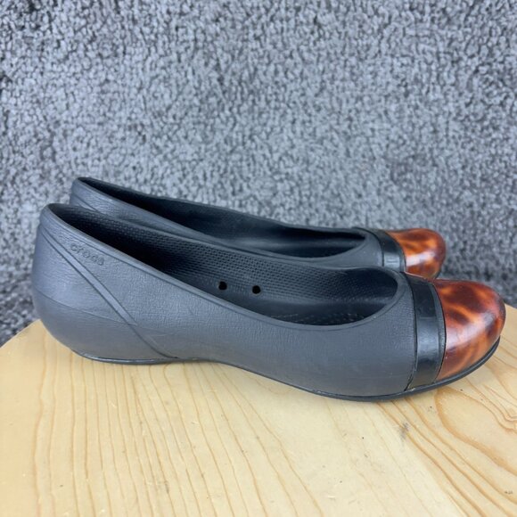 Crocs Shoes Tortoise Shell Flats Womens Size 8 Slip On Cap Toe Casual Loafer - Picture 3 of 7
